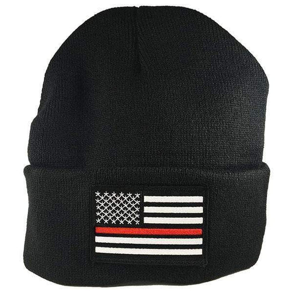 ISupportMyHero Thin Red Line Beanie with Embroidered Flag 