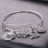 ISupportMyHero Gorgeous Navy Wife Charm Bracelet