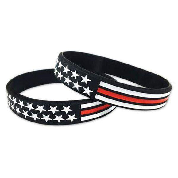 ISupportMyHero Thin Red Line American Flag Bracelet 3 Pack