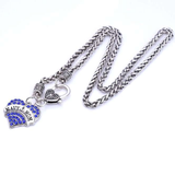 ISupportMyHero Beautiful Navy Mom Rhinestone Necklace  - Blue or Clear Crystals