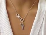 ISupportMyHero Police Charm Necklace - Cool Handcuff & Pistol Design!