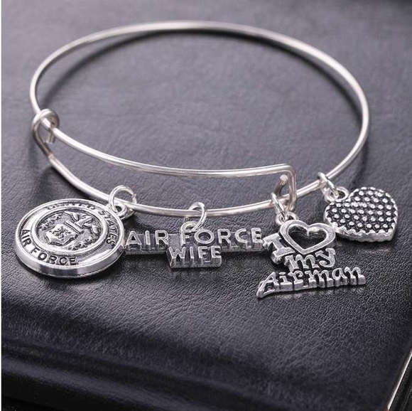 ISupportMyHero Gorgeous Air Force Wife Charms Bracelet 