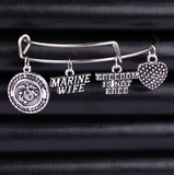 ISupportMyHero Gorgeous US Marine Wife Charms Bracelet - Freedom Is not Free!