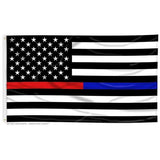 ISupportMyHero Thin Red & Blue Line American Flag With Grommets 3 X 5 Feet