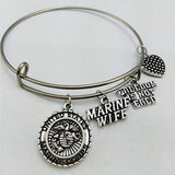 ISupportMyHero Gorgeous US Marine Wife Charms Bracelet - Freedom Is not Free!