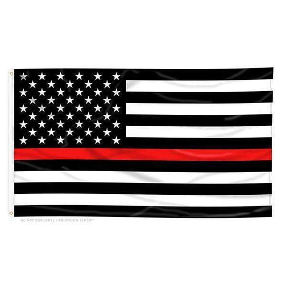 ISupportMyHero Thin Red Line American Flag With Grommets 3 X 5 Feet 