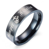 ISupportMyHero Elegant Semper Fi Marine Ring - Pure Titanium! 7