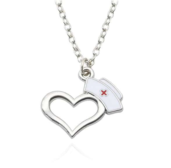 ISupportMyHero Adorable Nurse Necklace with Heart Pendant 