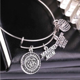 ISupportMyHero Beautiful US Marine Mom Charms Bracelet - Freedom Isn't Free!