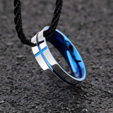 ISupportMyHero Stunning Cross Thin Blue Line Inspired Ring - Pure Tungsten Carbide!
