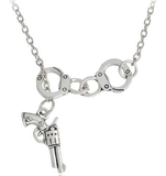 ISupportMyHero Police Charm Necklace - Cool Handcuff & Pistol Design!