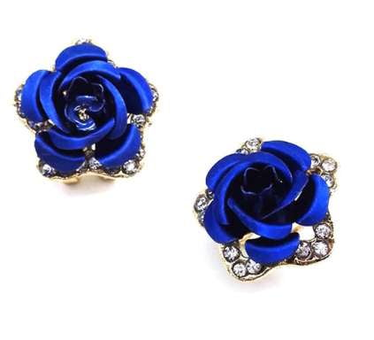 ISupportMyHero Police Appreciation Blue Rose Stud Earings 