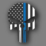 ISupportMyHero Punisher Thin Blue Line Sticker 2.5" X 4.5" Car & Laptop Decal
