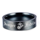 ISupportMyHero Elegant Semper Fi Marine Ring - Pure Titanium! 
