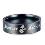 ISupportMyHero Elegant Semper Fi Marine Ring - Pure Titanium!
