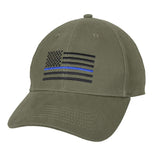 ISupportMyHero Thin Blue Line Embroidered US Flag Low Profile Cap Green