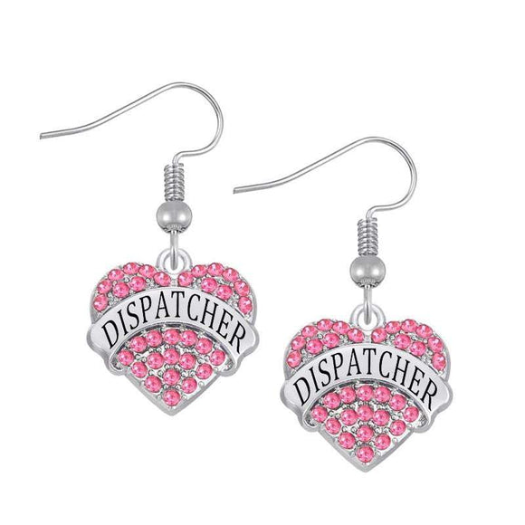 ISupportMyHero Elegant Dispatcher Engraved Earrings - Available in 3 Colors! Pink