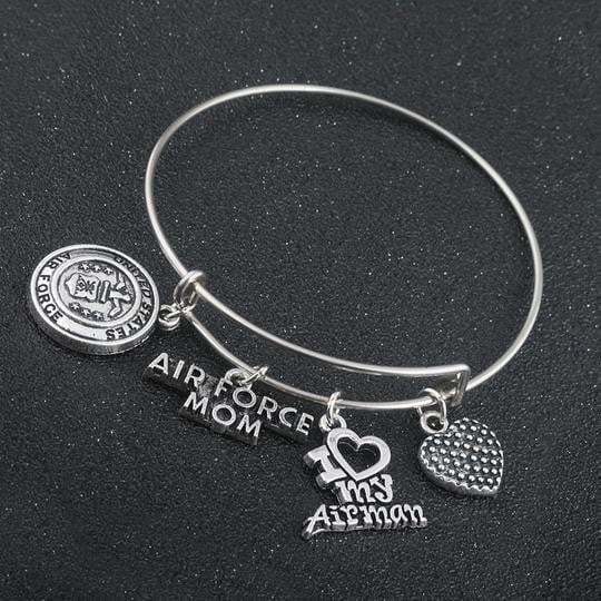 ISupportMyHero Beautiful Air Force Mom Charms Bracelet 