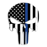 ISupportMyHero Punisher Thin Blue Line Sticker 2.5" X 4.5" Car & Laptop Decal