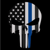 ISupportMyHero Punisher Thin Blue Line Sticker 2.5" X 4.5" Car & Laptop Decal