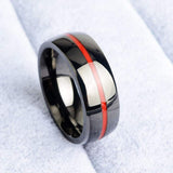 ISupportMyHero Elegant Thin Red Line Ring - Pure Stainless Steel 9