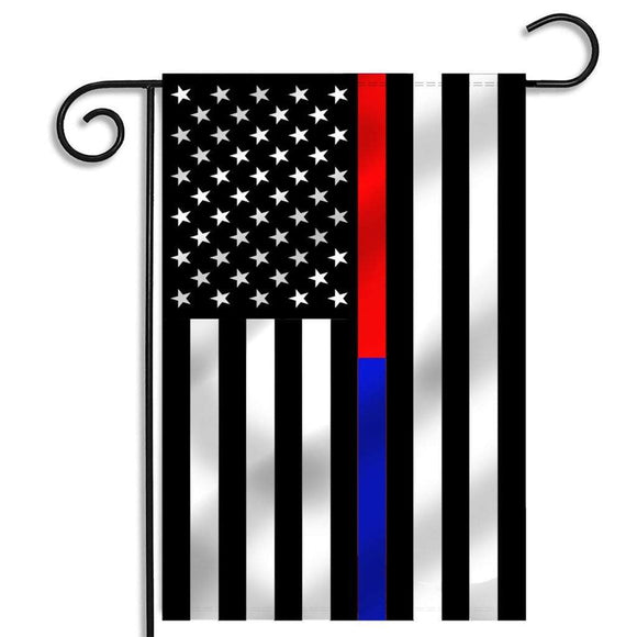 ISupportMyHero Thin Red & Blue Line Garden Flag 12.5 X 18 Inches 
