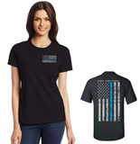ISupportMyHero Women's Thin Blue Line Honor & Respect T Shirt M