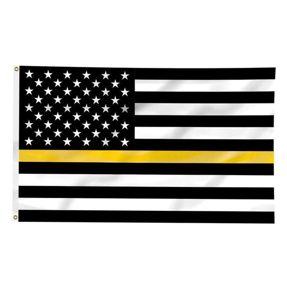 ISupportMyHero Thin Gold Line American Flag for Dispatchers 3 X 5 Feet 
