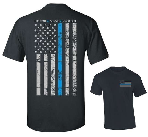 ISupportMyHero Thin Blue Line Men's Honor & Respect T Shirt M