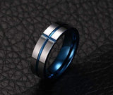 ISupportMyHero Stunning Cross Thin Blue Line Inspired Ring - Pure Tungsten Carbide!