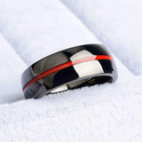 ISupportMyHero Elegant Thin Red Line Ring - Pure Stainless Steel 11