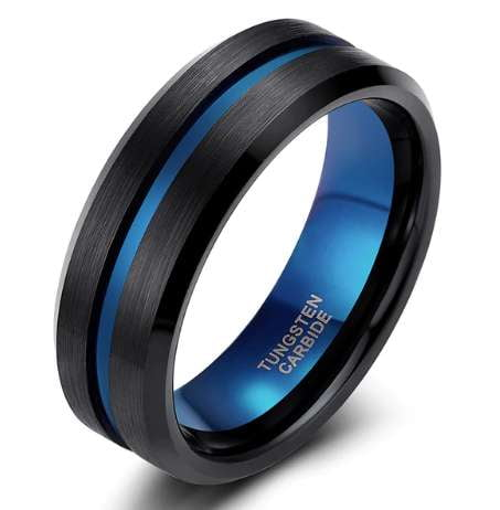 ISupportMyHero Women's Thin Blue Line Ring - Pure Tungsten Carbide! 