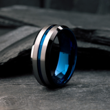 ISupportMyHero Men's Thin Blue Line Ring - Tungsten Carbide 8