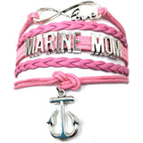 ISupportMyHero Leather Marine Charm Bracelet - Mom or Wife Styles! Mom / Pink