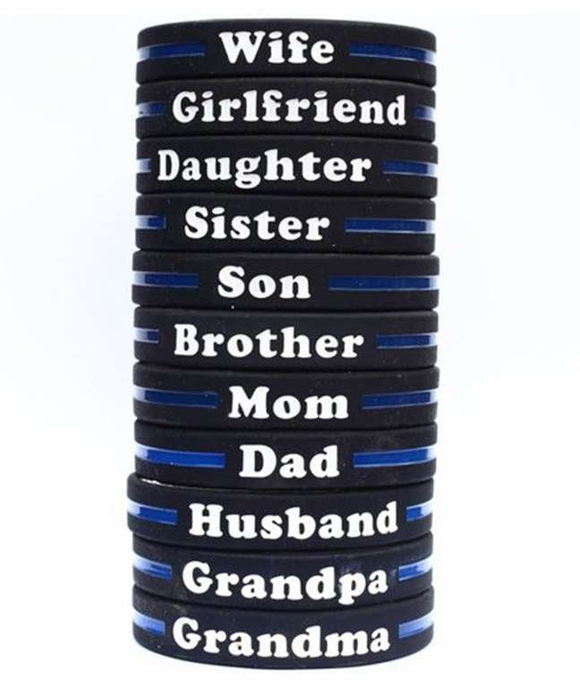 ISupportMyHero Family Thin Blue Line Police Personalized Bracelet Mom / Individual