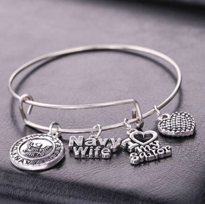 ISupportMyHero Gorgeous Navy Wife Charm Bracelet 