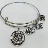 ISupportMyHero Gorgeous US Marine Wife Charms Bracelet - Freedom Is not Free! 