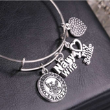 ISupportMyHero Gorgeous Navy Wife Charm Bracelet 