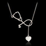 ISupportMyHero Stunning Nurse Necklace - Stethoscope & Heart Loop - Gold or Silver 