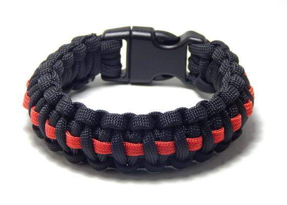 Paracord Survival Thin Red Line Fireman Braided Bracelet, 2 Pack