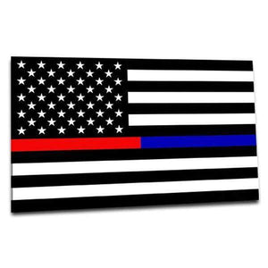 ISupportMyHero Thin Red & Blue Line Sticker 2.5" X 4.5" Car or Laptop Vinyl Decal 