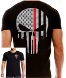 ISupportMyHero Thin Red Line Men's Punisher T Shirt Black / Medium