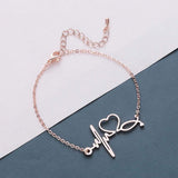 ISupportMyHero Elegant Nurse Bracelet infused with Hearts, a Pulse & a Stethoscope! 