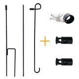 ISupportMyHero Garden Flag Pole Set - With Wind Clip & Stopper! 