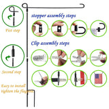 ISupportMyHero Garden Flag Pole Set - With Wind Clip & Stopper! 