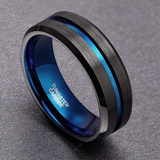 ISupportMyHero Women's Thin Blue Line Ring - Pure Tungsten Carbide! 