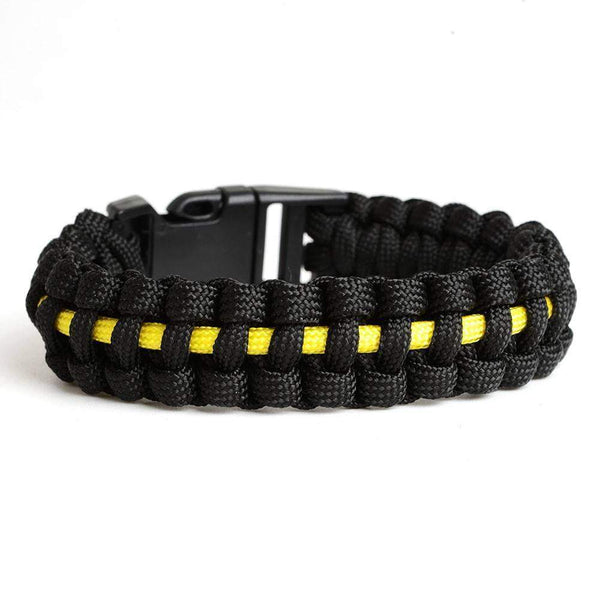 911 Dispatcher Thin Gold Line Charm Paracord Bracelet - Handmade