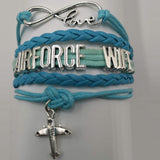 ISupportMyHero Air Force Charm Bracelet - For Moms & Wives Wife / Blue