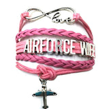 ISupportMyHero Air Force Charm Bracelet - For Moms & Wives Wife / Pink